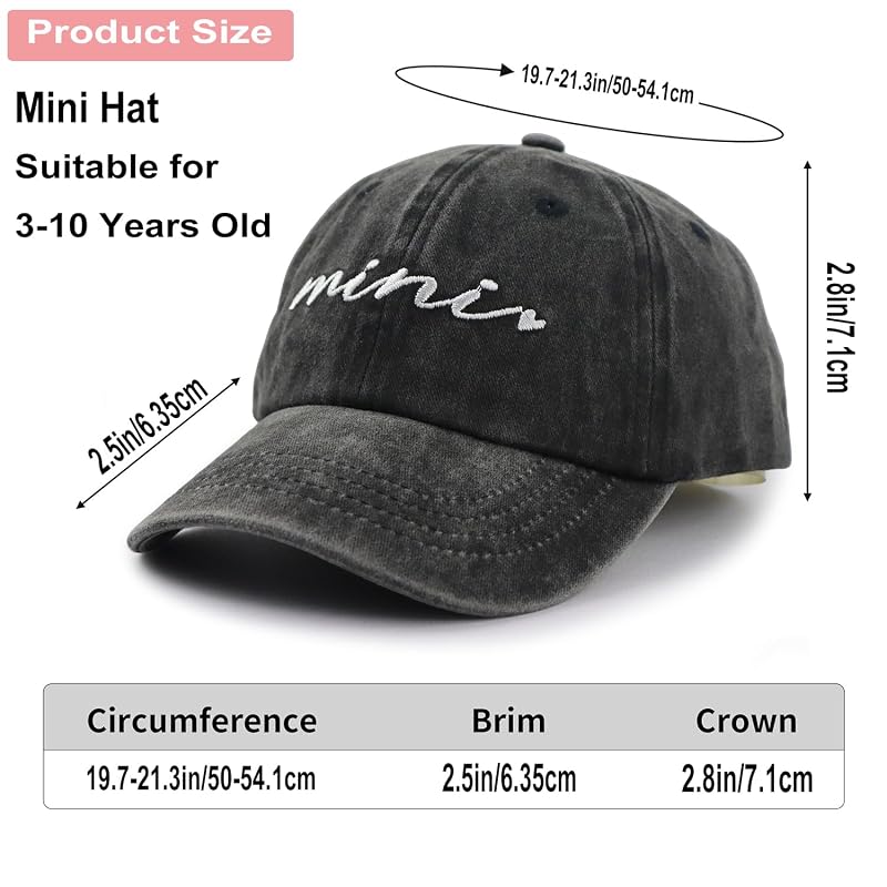 Mama and Mini Matching Hats - Adjustable Cotton Baseball Caps for Mom & Daughter (Black, One Size) - 2 Pack
