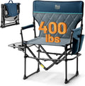 Timber Ridge Camping Chair - Heavy Duty Aluminum Folding Chair with Side Table Pocket | Blue, 400lbs Capacity