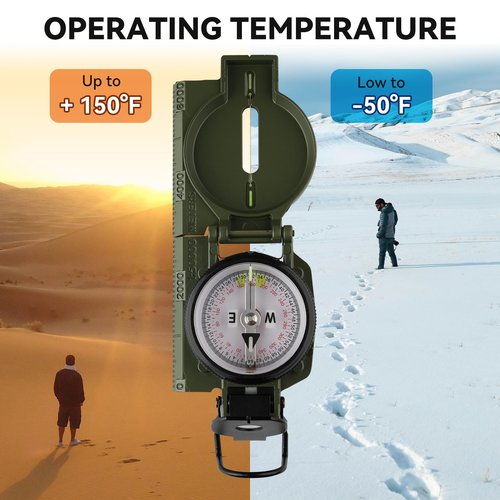 Military Compass, with Sighting Lines, Impact Resistant & Waterproof Compass for Outdoor, Hiking, Hunting, Backpacking Camping,Tactical, and Survival