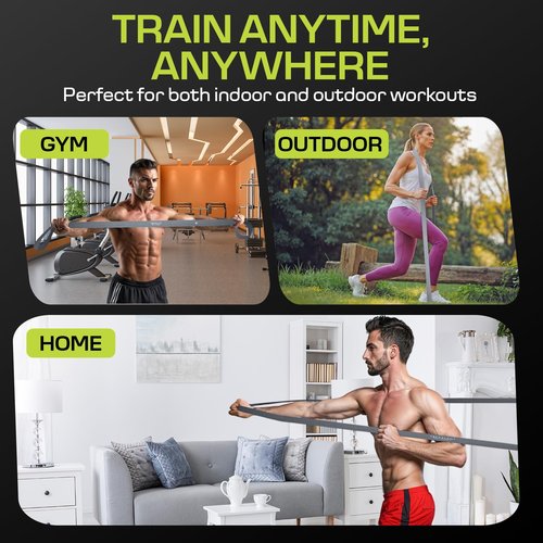 Long Fabric Resistance Bands for Working Out – 5 Strength Levels from Extra Light to Extra Heavy – Thick Workout Bands for Legs, Glutes, HIPS, Stretching, Strength Training with Storage Bag – Black