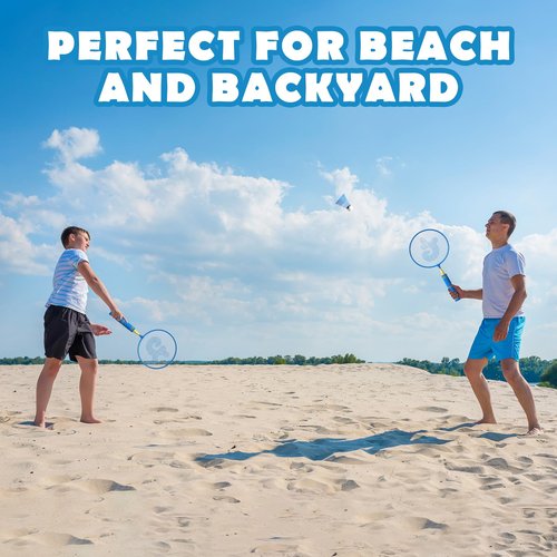 JOY SPOT! Kids Badminton Rackets Set with Soft Grip, Oversize & Lightweight Shuttlecocks Racquet with Carry Bag for Children Youth, 2 Player Sport Game for Indoor Outdoor Backyard