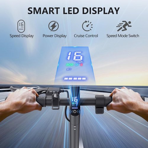 Maxshot Electric Scooter - 350W/500W Motor, 19-22 MPH Speed, 15-28 Miles Range, Foldable Design | Smart App & Dual Braking