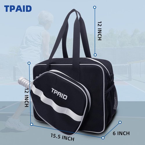 TPAID Pickleball Bags for Women, Pickleball Paddle Bag Tote with Front Pocket Fits 2 Paddles Pickle Ball Rackets Sling Bags for Men with Shoes Compartment