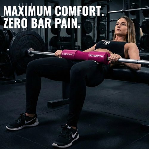 Advanced Squat Pad - Barbell Pad for Squats, Lunges & Hip Thrusts - Neck & Shoulder Protective Pad Support (Pink)