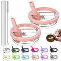 2 Pack Replacement Leak Proof Lid Compatible with Stanley 40oz Quencher Tumbler,100 color combinations for Stanley Cup Accessories,Flip Straw Lids for Quencher H2.0 (Peach Pink, +Peach Pink)