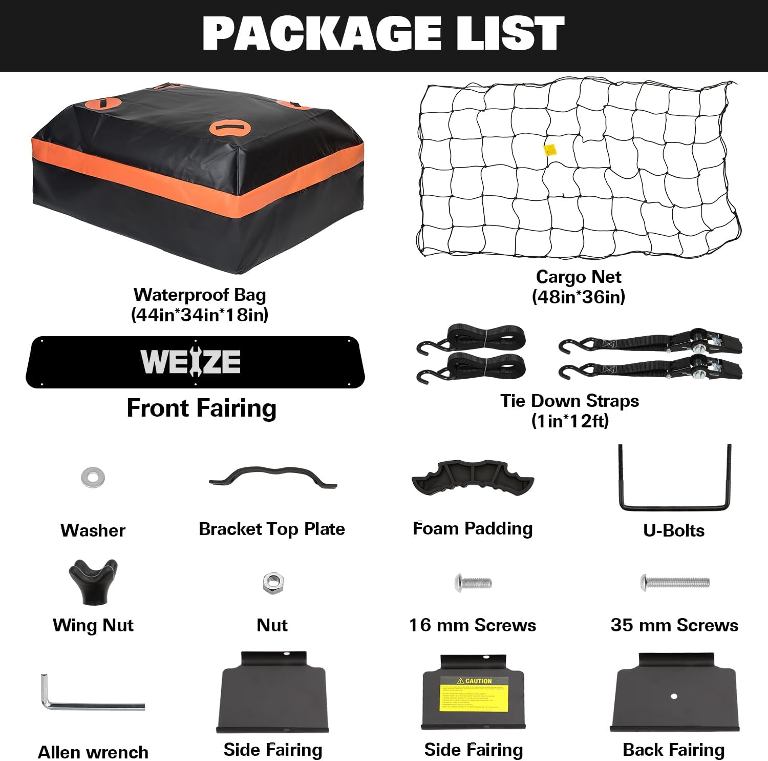 WEIZE Heavy Duty Roof Rack Basket - 54" x 34" Cargo Carrier with Waterproof Bag & Straps for SUV/Truck