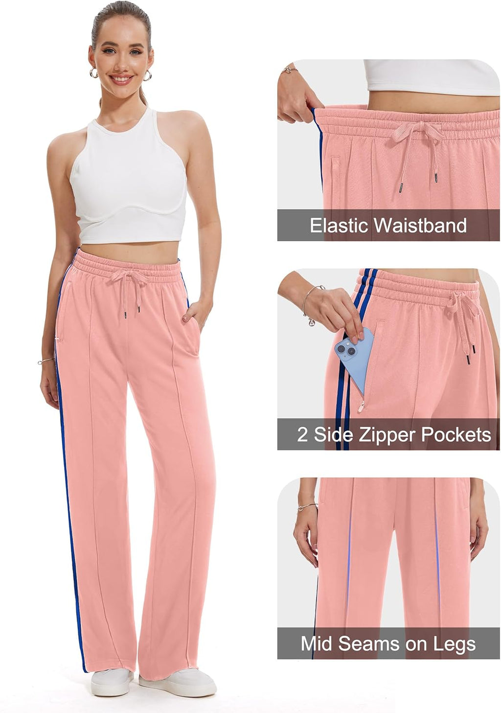 Tapata Women's Track Pants - Loose Straight Leg Jogging Sweatpants for Athletic Comfort | Sizes 28-36