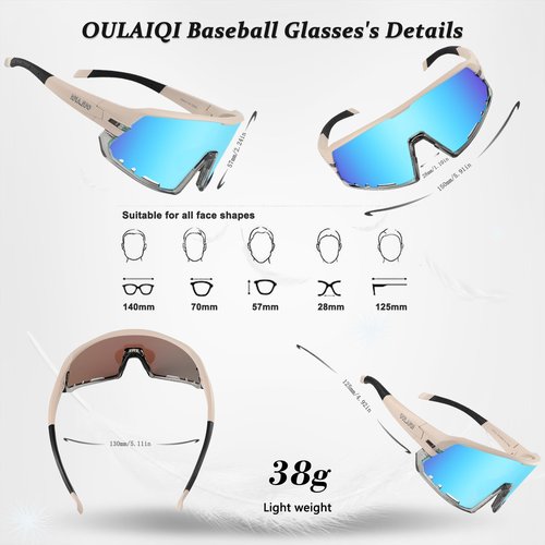 OULAIQI Cycling Glasses Baseball Sunglasses for Men Women UV400 Protection for Running Softball Volleyball Sports Sunglasses