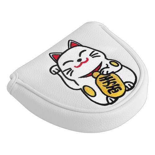 SHABIER Maneki-Neko Lucky Cat Design Mallet Putter Headcover with Centre Shafted for Mallet Headcover