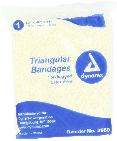Dynarex 3680 Triangular Bandage, 7" x 4" x 4.25", Pack of 12