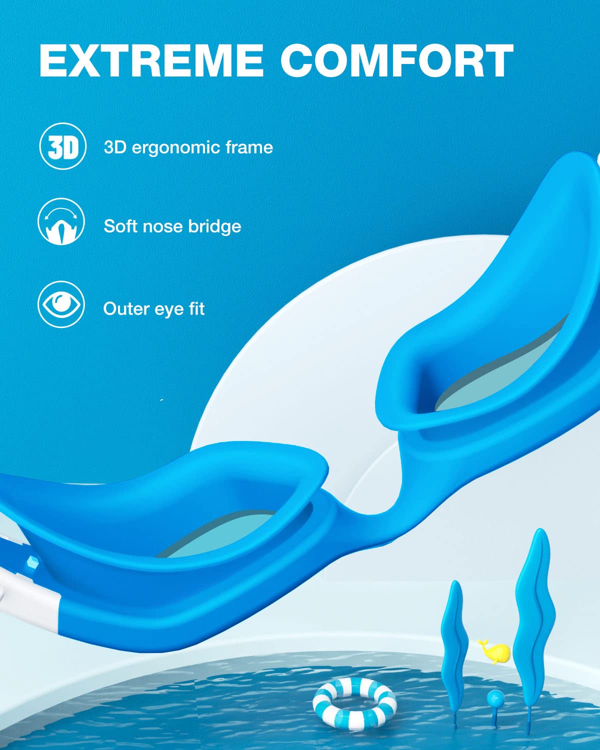 ZIONOR Kids Swim Goggles, G1 MINI UV Protection Anti-Fog Polarized Swimming Goggles for Age 6-14