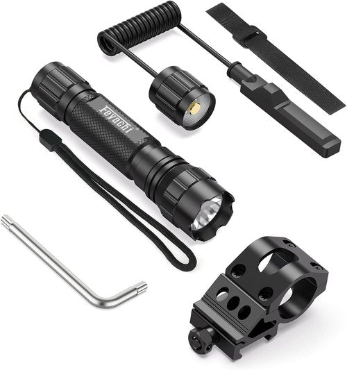 Feyachi Tactical Flashlight - 1200 Lumen LED Light with Picatinny Rail Mount & Pressure Switch