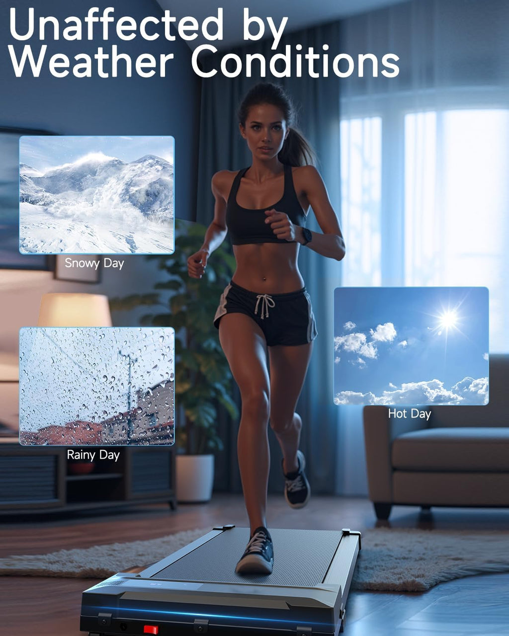 Walking Pad Treadmill - Compact Under Desk Mini Electric Running Machine with Adjustable Speed