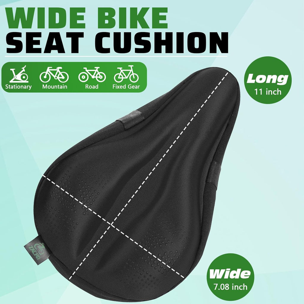 Zacro Bike Seat Cushion - Padded Gel Cover for Men & Women | Fits Peloton, Spin & Mountain Bikes