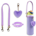 Handle Strap with Heart Charms for Owala & Stanley Cups, for Owala Water Bottle 24oz, 32oz, 40oz, Owala Kids, Pink Owala, stanley 40 oz tumbler with handle, Owala & Stanley Accessories (Purple)