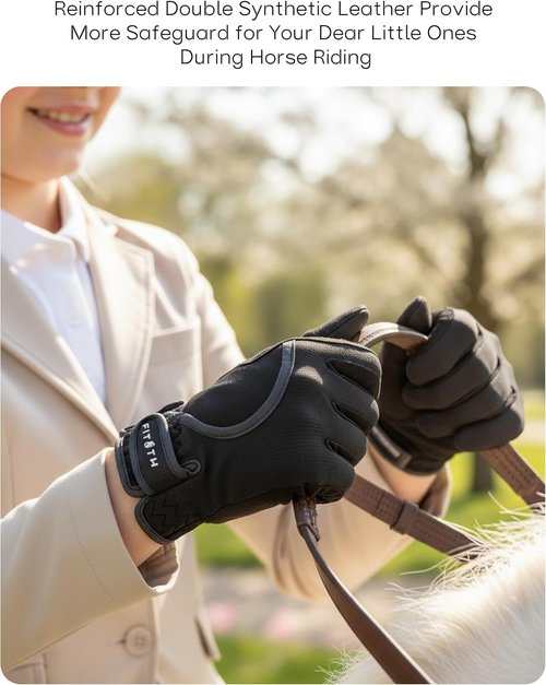 FitsT4 Kids Horse Riding Gloves - Touchscreen Equestrian Gloves for Boys & Girls | Youth Mesh Design