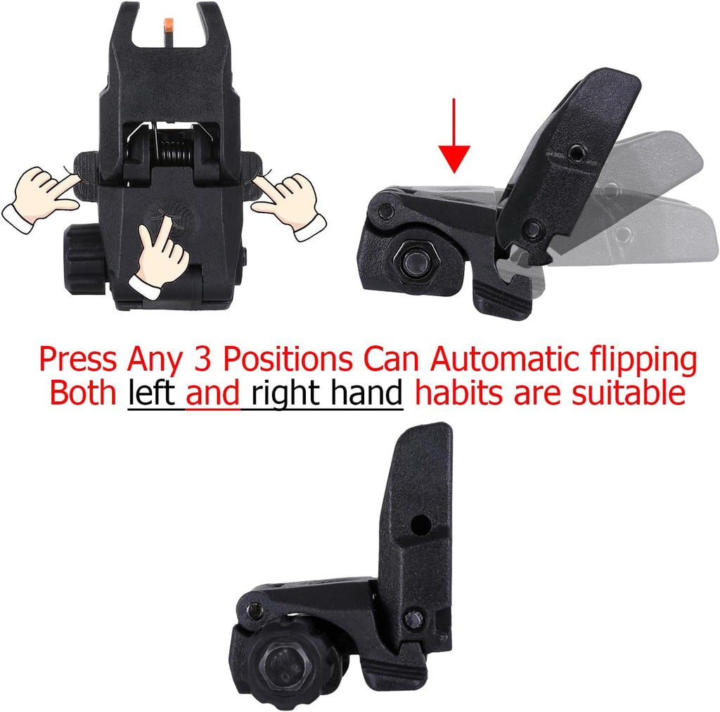 Skiennix Fiber Optic Sights - Tool-Free Adjustable Flip Up Front & Rear Backup Sights | Red & Green Dots