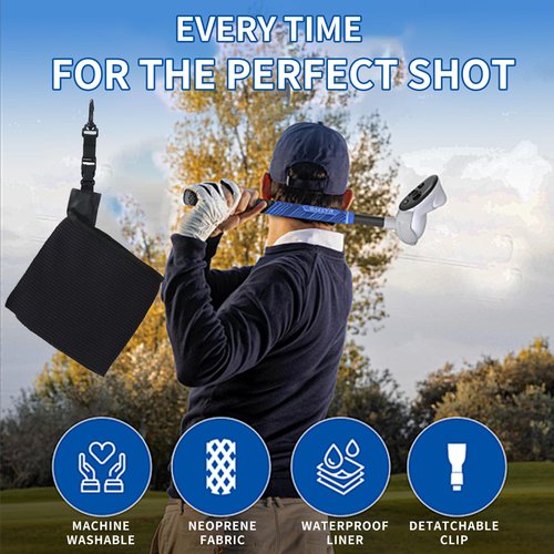 yiranhom Golf Club and Ball Cleaning Bag with Waterproof Liner, Detachable Clip, Machine Washable - Clean Club Grooves and Dry Exterior, Neoprene or Microfiber Golf Accessory