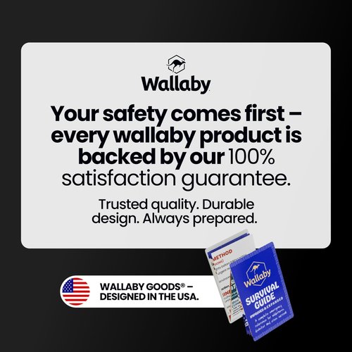 Wallaby 4-Pack Emergency Mylar Ponchos – Universal Fit Thermal Poncho with 90%+ Heat Retention, Lightweight Rain, Cold, Heat, Emergency Protection + Free Survival Guide (Matte Black)