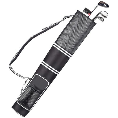 Golf Sunday Bag, Lightweight Golf Carry Bag for 3-9 Clubs, 600D Oxford Cloth, Foldable, with Adjustable Sling Strap, 32 in / 81.3 cm, Black