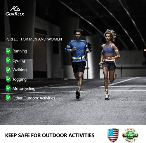 GoxRunx Reflective Bands - Adjustable 6-Pack Armband & Ankle Reflectors for Night Running & Cycling
