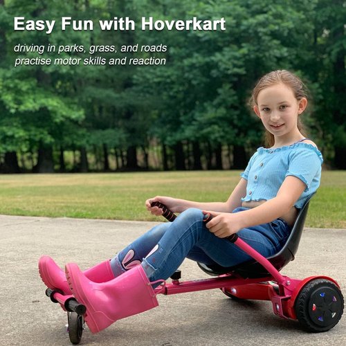 Hoverboard Seat Attachment Straps Not Required, 25”-33.3” Adjustable Length Hover Board Go Kart Accessory,265lbs Capacity,Bigger&Sturdier Seat,Go Cart Fit 6.5” 8.5” 10” Hoverboard,Kids Adults (black)