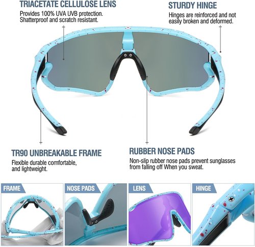 DUCO Kids Sunglasses - Lightweight TR90 Frame with UV400 Protection | Stylish Sports Shades for Boys & Girls