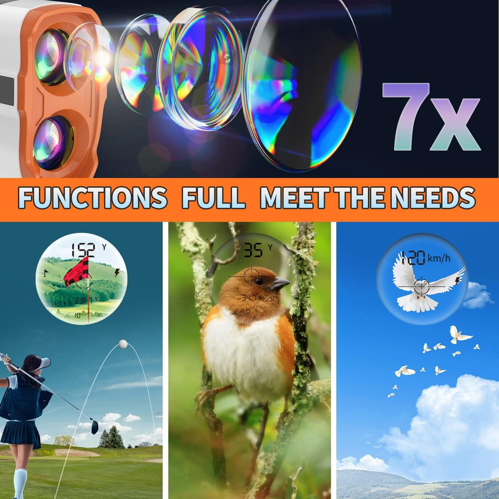 Skiennix Golf Rangefinder - 7X Magnification, 1200 Yards, Waterproof with Magnet & Vibration Alerts