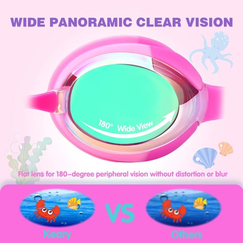 Keary Kids Swim Goggles - Anti-Fog, Waterproof & UV Protection for Ages 3-12 | Clear Vision