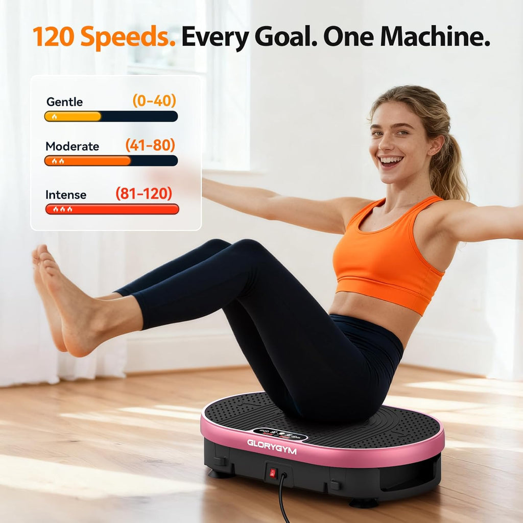 Skiennix Vibration Plate Exercise Machine - 120 Speed Levels, Remote Control, Compact Home Gym Equipment