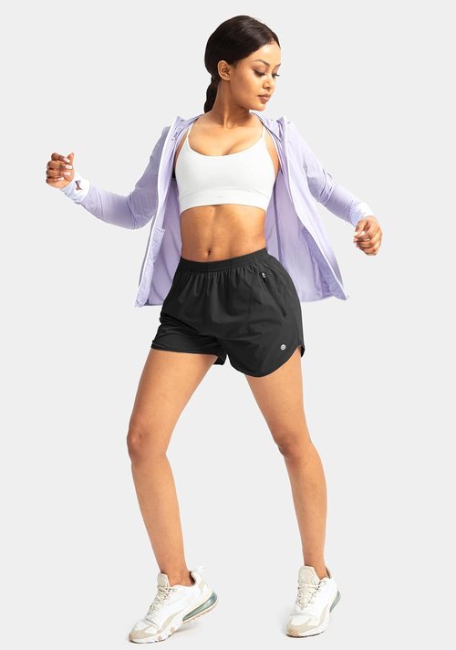 G Gradual Women's Running Shorts - Quick Dry Athletic Gym Shorts with Zipper Pockets | 3" Length