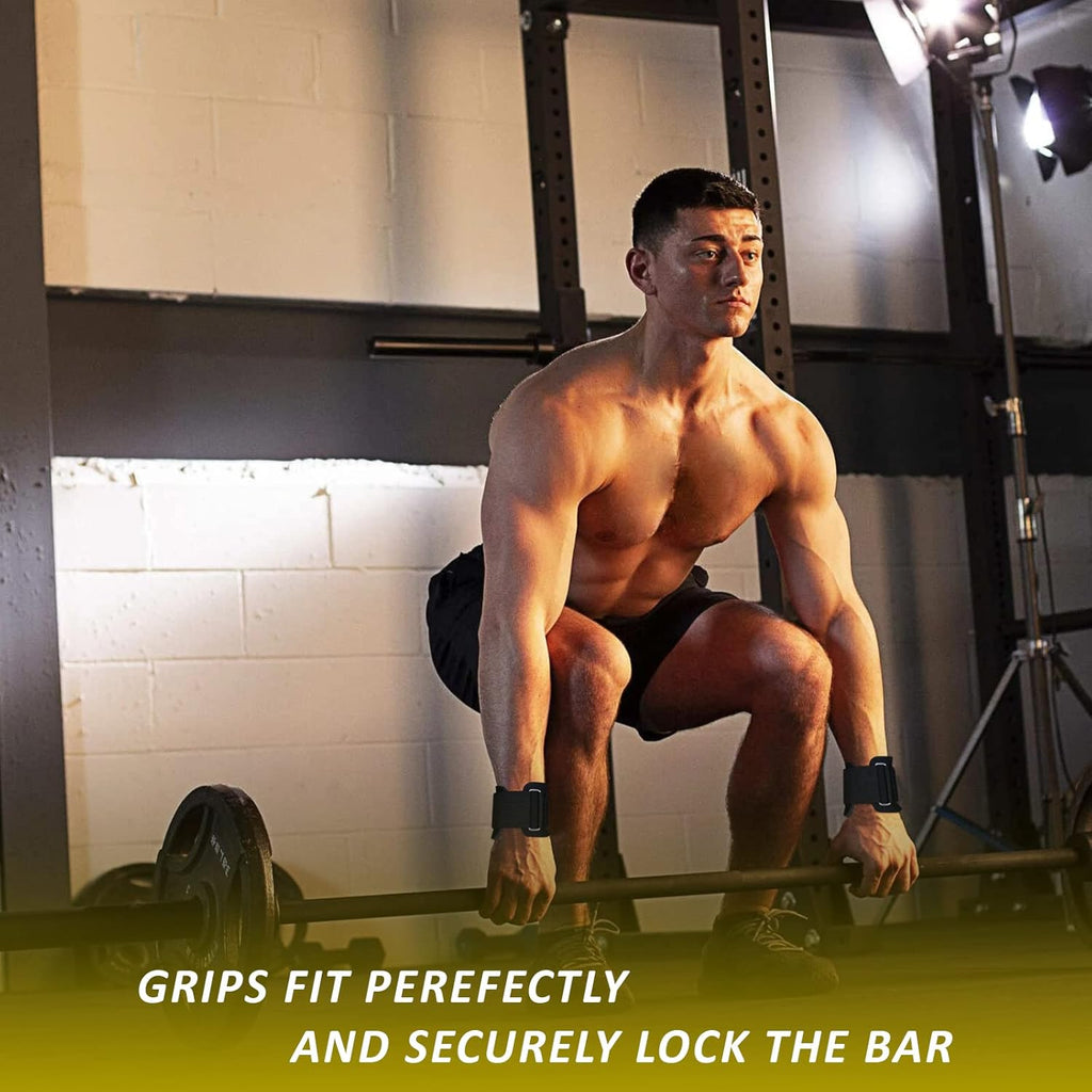 Skiennix Weight Lifting Hooks - Non-Slip Rubber Coated Grips with 7mm Neoprene Wrist Support for Strength Training