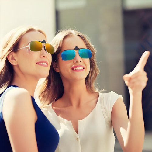 WOKCHUERY Clip-On Sunglasses, 2 Pcs with Soft Case,Polarized UV Protection Glare Reduction‌,Flip Up For Driving Travel Sport (RoyalAurora)