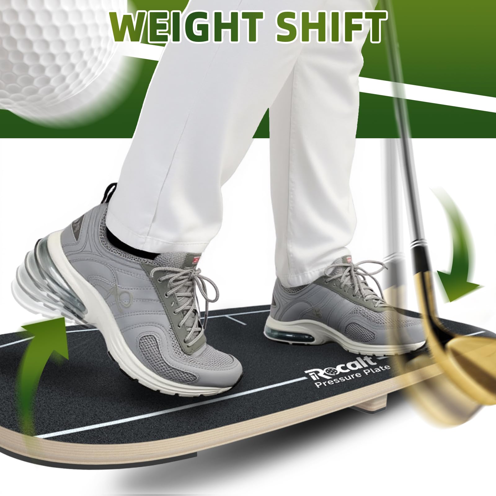 Rocalt Golf Pressure Plate - Weight Shift Board for Golf Swing Trainer, Indoor & Outdoor Practice, Anti-Slip Design for All Skill Levels, Improving Strength & keep Tempo