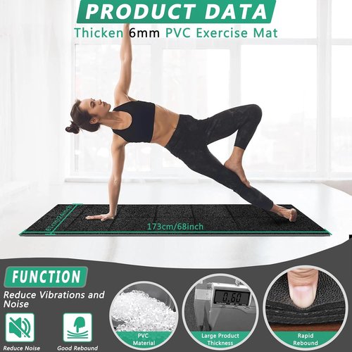 Foldable Treadmill Mat - 68"x24" | 1/4" Thick Noise-Reducing Floor Protector for Home Gym