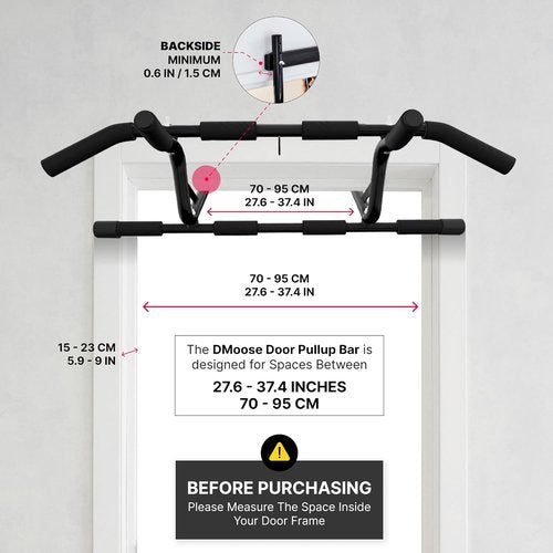 DMoose Fitness Pull Up Bar for Doorway - 250 Lbs Capacity | No Screws, Padded Grips & Easy Installation