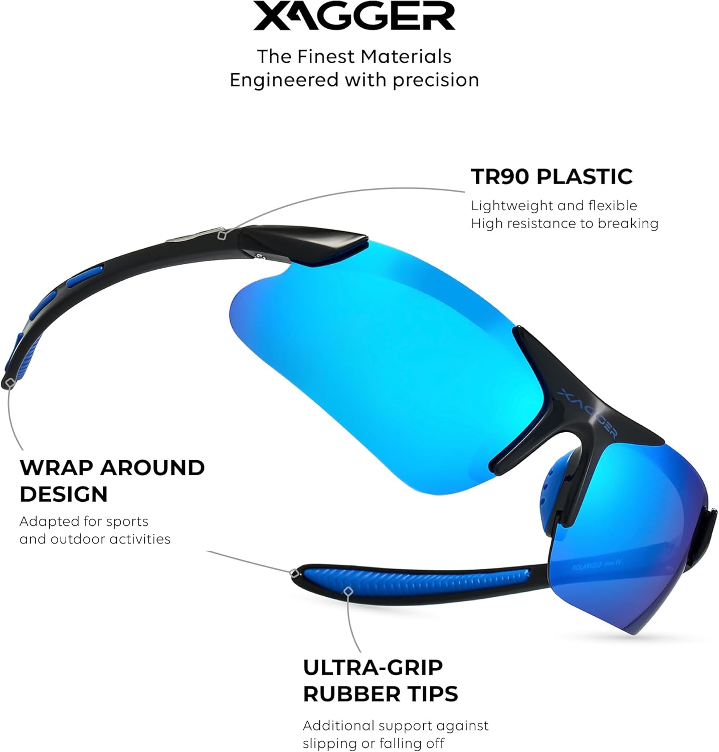 Xagger Kids Polarized Sports Sunglasses - Lightweight TR90 Frame for Boys & Girls | Perfect for Baseball & Softball