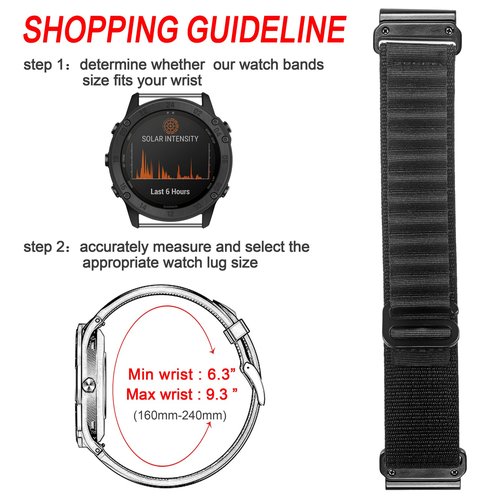 Compatible With Garmin, Rugged Woven Nylon Sport Band with G-hook Watch Band For fēnix/Forerunner/Vivoactive/Approach/MARQ/quatix/D2 Series Tough Replacement Band For Men