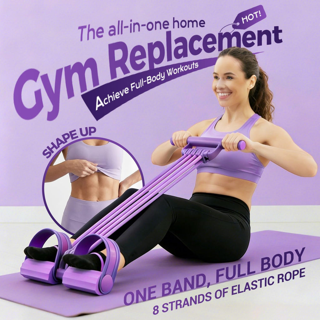 Skiennix 3-In-1 Pedal Resistance Bands - Multifunctional Home Workout Device for Men & Women