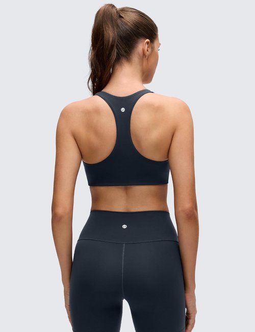 CRZ YOGA Butterluxe Sports Bra - Supportive V-Neck Padded Wireless Yoga Crop Top for Women