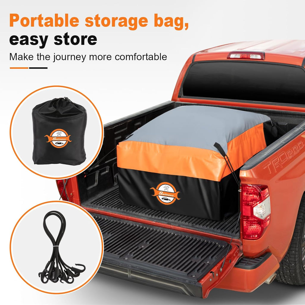 Sailnovo Waterproof Truck Bed Cargo Bag - 26 Cubic Ft Heavy Duty PVC with 6 Stretch Cords | Fits Any Truck Size