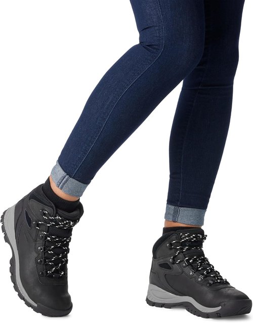 Columbia Women's Newton Ridge Waterproof Hiking Boots - Lightweight Comfort, Black/Chalk, Size 8.5