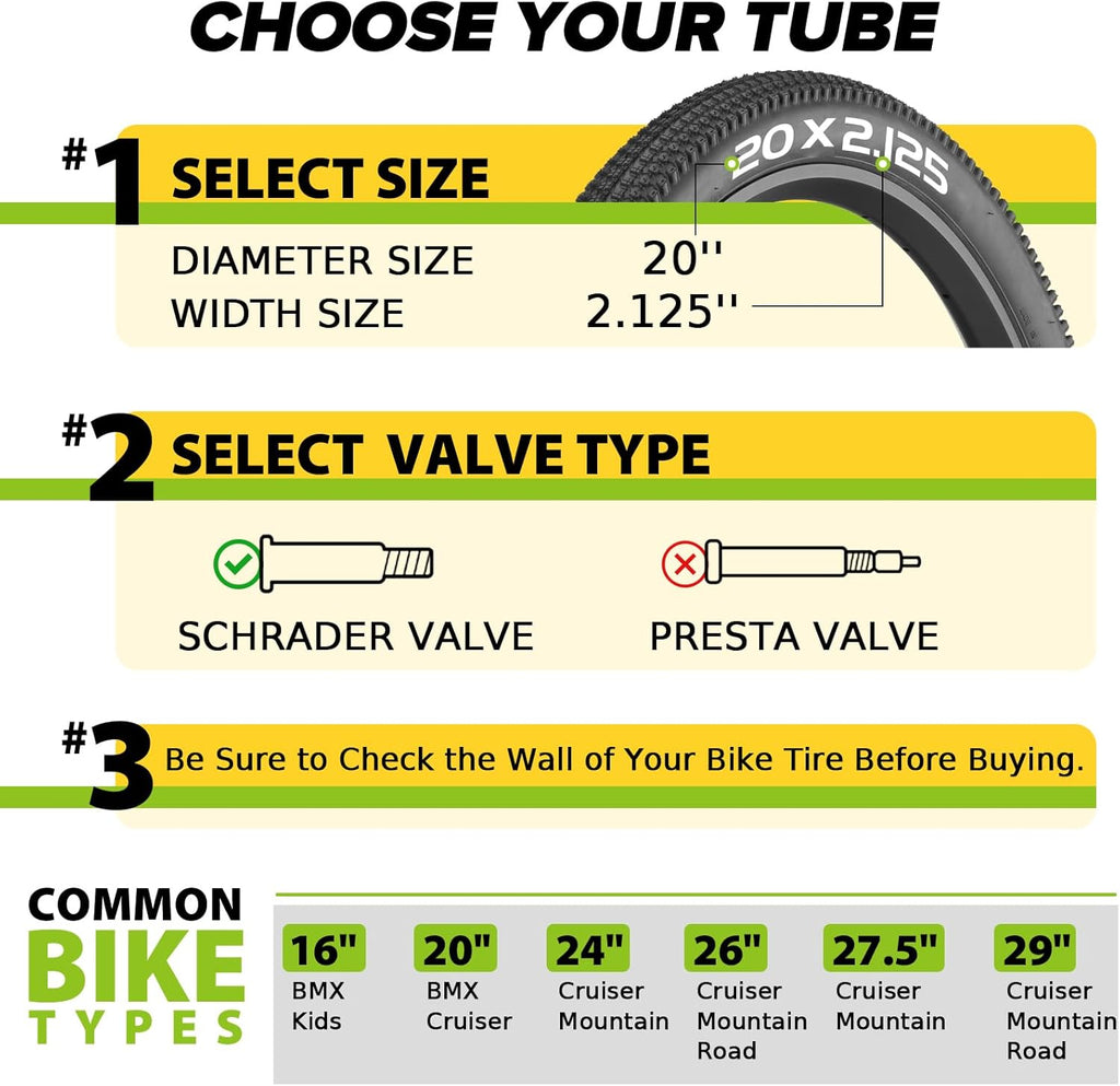 Skiennix Bike Inner Tube - 20/26" Butyl Tube with 35mm AV Schrader Valve & 2 Tire Levers | Versatile Fit for MTB/City Bikes