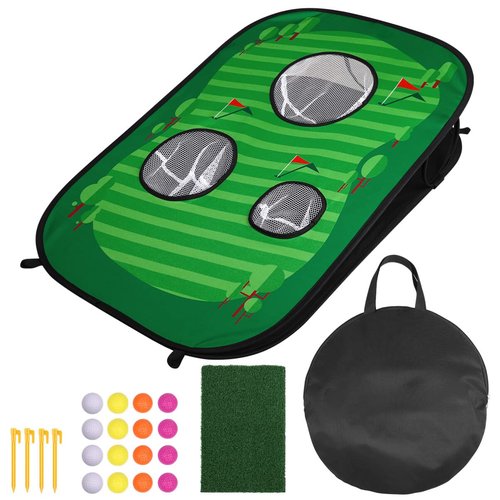 Clispeed Backyard Golf Cornhole Game – Foldable Golf Chipping Game for Backyard Office Indoor Outdoor, Includes Target, Chipping Mat, Foam Balls, Stakes and Carry Case