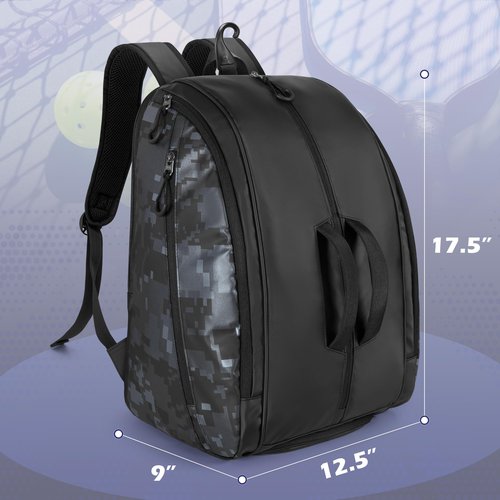 Smasrob Pickleball Bag Fits 2-4 Paddles, Pickleball Backpack with Laptop Pocket, Shoe Compartment and Fence Hook, Black