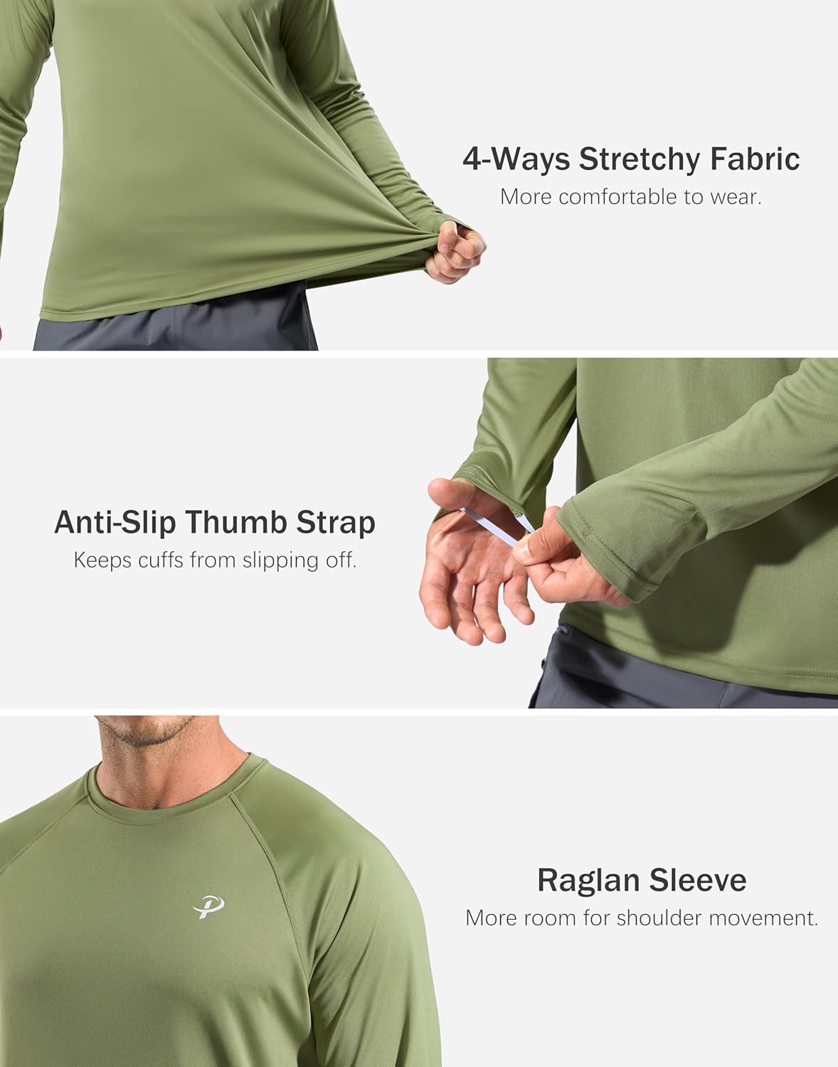Pudolla Men's UV Protection Shirt - SPF UPF 50+ Long Sleeve Quick-Dry Rash Guard for Fishing & Swimming