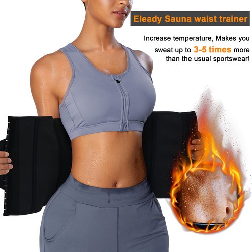 Eleady Wowen Sauna Waist Trainer Trimmer Belt for Weight Loss Corset Slimming Body Shaper Cincher Workout Sweat Sport Girdles (Black, X-Large)