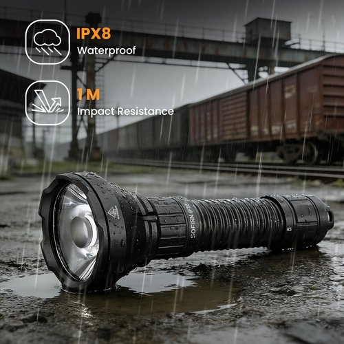 Sofirn Tactical Flashlight High Lumens – 3162ft Ultra-Long Throw Spotlight, 2000 Lumens Searchlight with Dual Tail Switch, Hidden USB-C Rechargeable, IPX8 Waterproof for Hunting, Camping, Emergency