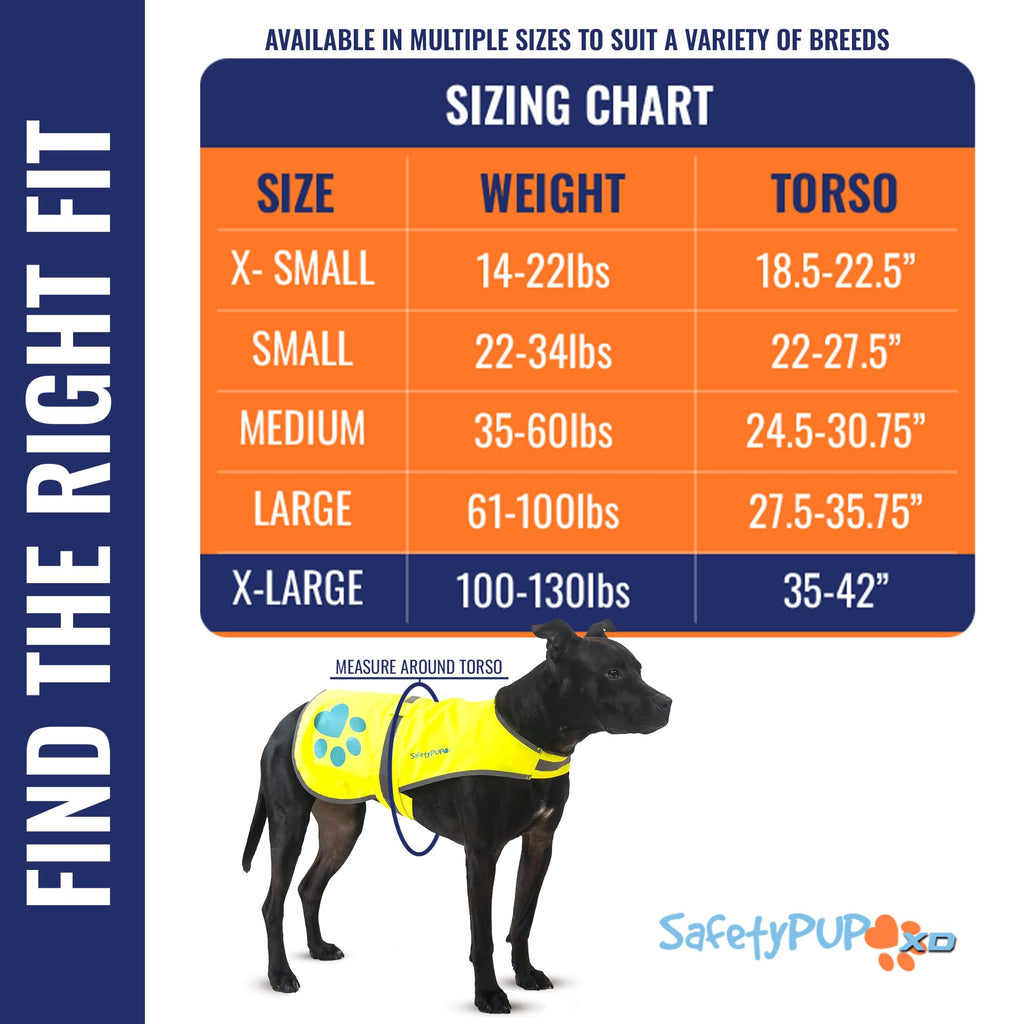 SafetyPUP XD Dog Reflective Vest – Hi-Vis Fluorescent Visibility that Helps to Safeguard Your Pet On/Off Leash in Urban & Rural Areas (Yellow, X-Large)