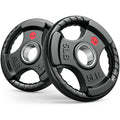 GIKPAL 5LB Olympic Weight Plates Pair, Three-Grip Rubber Coated 2-Inch Plates with Steel Hub for Beginner Strength, Core Work & Home Gym Use